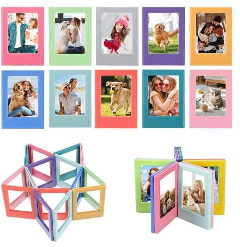 yolzhxe 12 st mini-fotoram, magnetisk, 8,8 x 6,5 cm, kreativa gör-det-själv-ramar, magnetram, kyl för foton, meddelanden, vykort och frimärken (12 färger)