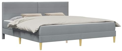vidaXL Bettrahmen Hellgrau 200 x 200 cm Polyester, Modernes Schlafzimmer-Setup, langlebiges Bettgestell, rechteckige Schaumstoffmatratze, stilvolle Moderne Möbel, bequemer Schlaf
