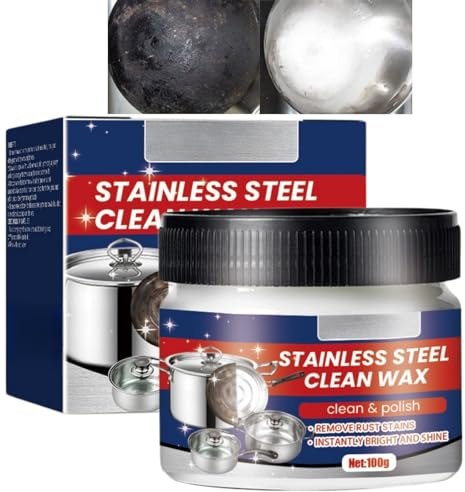 100g Powerful Burnt Residue Remover Paste for Cookware,Pan Cleaner for Burnt Pans,Power Paste Cleaner,Wax Pot Cleaner,Stove Glass Cleaner,Kitchen Cabinets Grease Remover, Rust Remover Stainless Steel