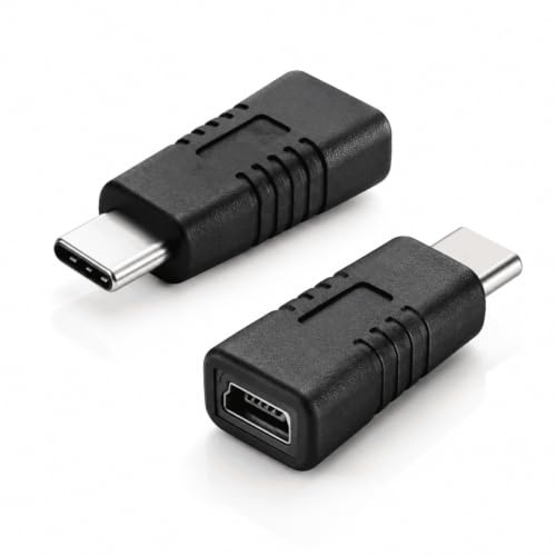Yowfond 2 adattatori da USB C a mini USB, tipo C maschio a mini USB femmina, supporta la ricarica e il trasferimento dati, compatibile con smartphone, tablet e fotocamera