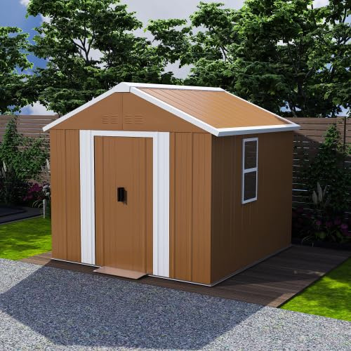 Abri de jardin en métal 184 x 116 cm, abri de jardin en acier avec fenêtre, double porte coulissante et ventilation, sans sol, armoire à outils résistante aux intempéries pour vélos et outils, gris