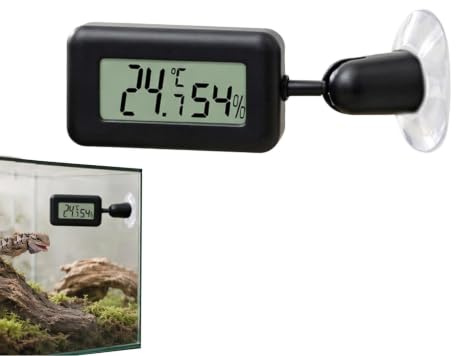 Reptile Temperature Gauge - Gecko Digital Hygrometer with Suction Cup LCD