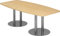Bümö Konferenztisch oval 220x103 cm großer Besprechungstisch in Ahorn, Besprechungstisch mit Chromsäulen, Meetingtisch für 8 Personen, XXL-Tisch für Besprechungsraum & Meeting