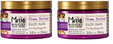 Maui Moisture Shea Butter Haarmaske 12 Ounce Jar (Heilen/Hydrat) (354ml) (2-Pack)