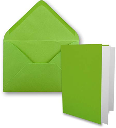 25x DIN B6 Faltkarten-Set - hellgrün - 115 x 170 mm - 11,5 x 17 cm - Doppelkarten mit Umschlägen und Einleger-Papier - FarbenFroh by GUSTAV NEUSER