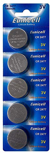 5 pile a bottone CR2477 3 V al litio 1100 mAh (1 blister da 5 batterie) monouso