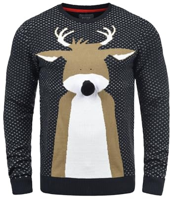 Blend Deer Herren Weihnachtspullover Winter Pullover Strickpullover Weihnachtspulli mit Rundhals-Ausschnitt