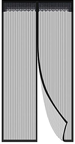 Fly Insect Screen Door Magnetic: Mesh Retractable Door Curtain - Keeps Mosquitoes Insects Bugs Out - Fits Door Up to 90 x 210cm-Black