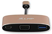 LMP USB-C (m) zu VGA & USB 3.0 (f) & USB-C Multiport-Adapter zum Laden, Aluminium, Gold
