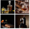 decomonkey - Impression sur Toile Intissé Le Vin Whisky 80x80 4 Pièces - Tableau Décoration Appartement Cadre en Bois Déco Salon Peinture sur Toile Maison De l'alcool citron fumée verre de vin