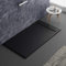 Plato de ducha negro de mineral con efecto pizarra serie Lisboa, 3 cm, revestimiento de gelcoat, antideslizante