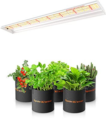 SPIDER FARMER SF600 Grow Lights Full 2x4ft Coverage Spectrum Grow Light for Indoor Plants Slim Design 384 Diodes LEDs Grow Lights Hydroponics Seedling Veg Flower Bloom High Efficiency Growing Lamp