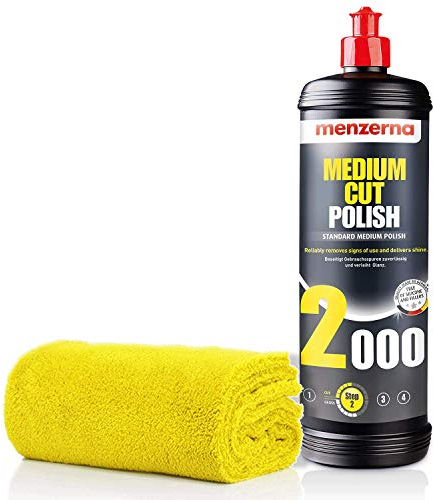 detailmate Menerna Politur Set: Menzerna 2000 MEDIUM Cut - 1L Politur + Mikrofasertuch 550GSM, 40x40cm