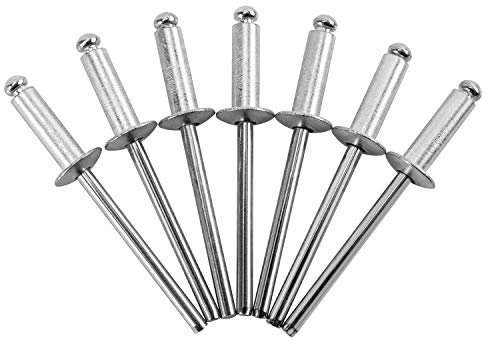QWORK Remaches aluminio , 4mm x 12mm remaches para matricula de coche , 500 piezas