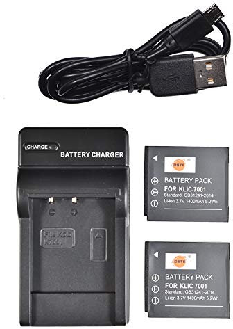 DSTE KLIC-7001 Camera Battery (2-pack) and Charger Compatible with Kodak M1063 M1073 IS M320 M340 M341 M753 M763 M853
