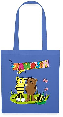 Spreadshirt Janosch Tiger und Bär Freundschaft Stoffbeutel, One size, Hellblau