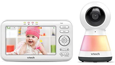 Vídeo para Monitor de bebé de 5 Pulgadas, luz Nocturna, función de Giro y Zoom y hasta 12 Horas con batería