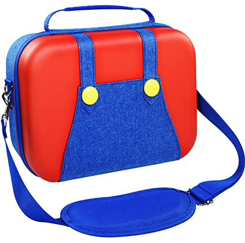 ivoler Tasche für Nintendo Switch, Deluxe Harte Tragetasche Schutz Portable Switch Schutzhülle Hülle Schutztasche für Switch Konsolle, und Andere Zubehör (Rot/blau)