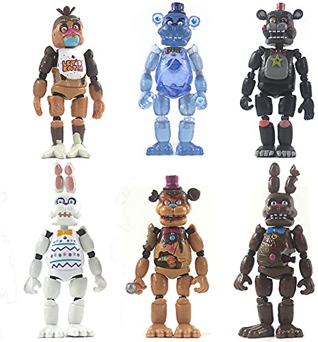 Xinchangda FNAF Actionfiguren, Fünf-Nacht-Spiel, bewegliche Actionfigur, Schreibtisch-Ornamente, Kinder, Geschenk, Neujahr, 6 Stück