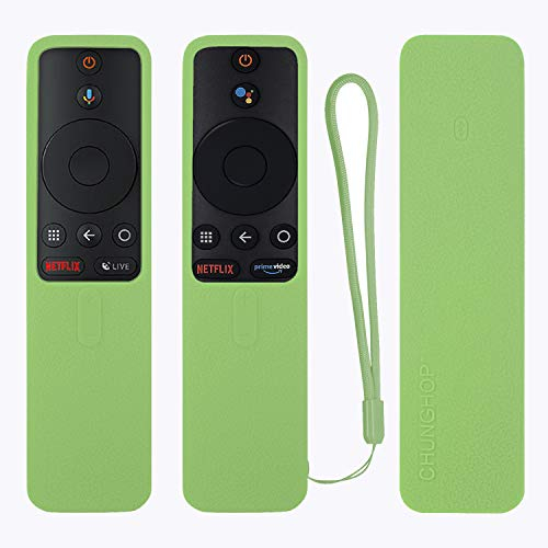 Protective Silicone Remote Case for XIAOMI MI Box S and Smart Mi TV Model 4X (65,55,50,43 inch) / 4A (40 inch) Remote Cover, Washable Shockproof Remote Holder with Lanyard (Glow in Dark Green)