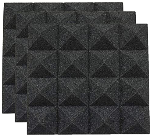 10 Stück Schwarz/rot Akustikschaumstoff Platten, 30x30x5cm Schalldämmende Polsterung, Schall dämmung, hochdichtem für Tonstudio, Heimstudios, Fernsehzimmer