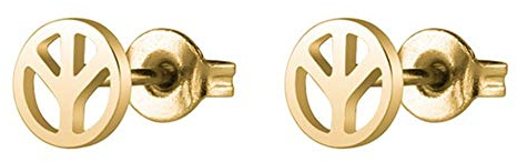 BlackAmazement 2er Set 316L Edelstahl Ohrstecker Ohrringe Peace Sign Symbol nukleare Abrüstung Friedenszeichen Symbol Silber Gold Schwarz Damen Herren (Gold)