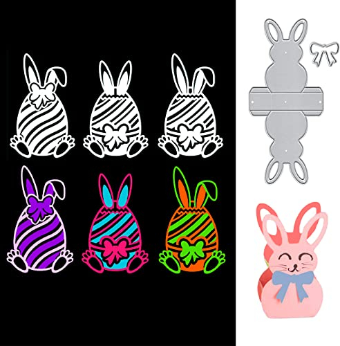 Bymivofun 4 Stück Oster Stanzformen, Hasen Eier Stanzformen, Oster Stanzschablonen Set, für Scrapbooking, Fotopapier, Karten, Bastelprägung, DIY-Herstellung