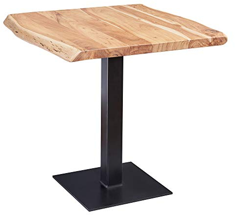 möbelando Esstisch Baumkante 80 x 75 x 75 cm Akazie Massivholz Esszimmertisch | Kleiner Holztisch Esszimmer | Designer Küchentisch Quadratisch