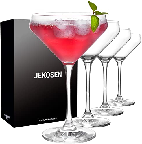 JEKOSEN Crystal Martini Gläser Geschenkbox 325 ml 4er Set Cocktailgläser Premium Stark Bleifrei Transparent