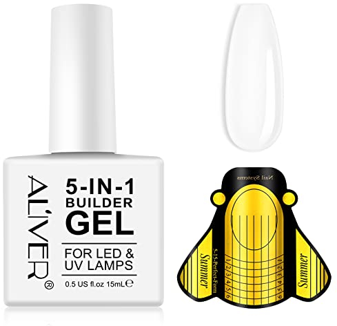 Aufbaugel FüR GelnäGel 5-in-1, Builder Gel Clear Base Coat Strengthener Gel UV/LED Gel Polish For Hard Strong Nails Extensions & Tips, Repair Broken Nails, Nail Art Decoration(Weiss)