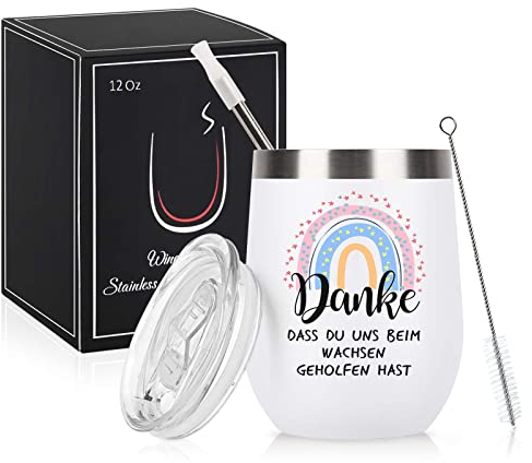 Livole Abschiedsgeschenk Lehrer, Lehrerin, Dankeschön Geschenke Klein - Danke Dass Du Uns Beim Wachsen Geholfen Hast - 12OZ Coffee to go Becher, 600ml Edelstahl Kaffeebecher