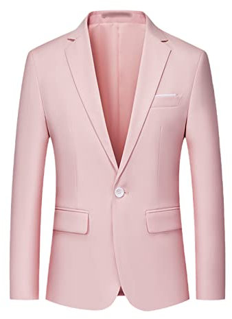 Giacca da uomo Abito da festa di nozze formale Casual Business Suit un pulsante Blazer di lusso, Un Pulsante Rosa, L