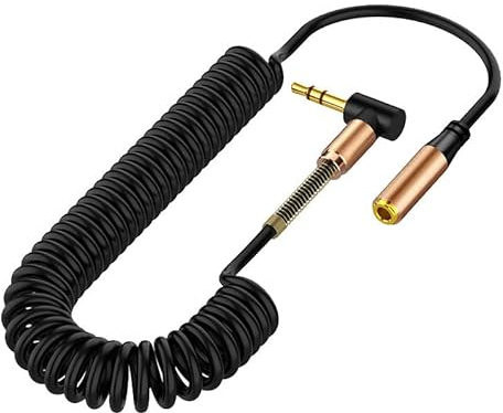 Xingdianfu 90°Winkel Sound AUX Audio Spiral Kabel Klinke Stecker 3,5mm gewinkelt Auto
