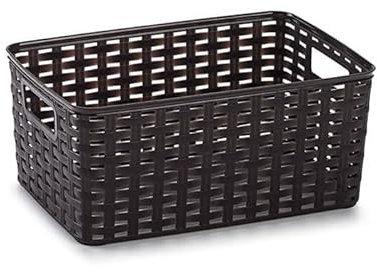CABLEPELADO Cesta de Almacenamiento Organizador, Cesta de Almacenaje Multiuso, Caja Organizadora, Cesta de baño, 38 cm largo x 19 cm alto x 28 cm fondo, Capacidad 18 litros, Rattan, Wengue