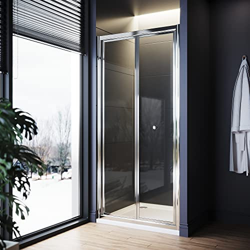 ELEGANT 860mm New Bifold Shower Enclosure with Magnetic Reversible Folding Shower Cubicle Door - Easy to Install