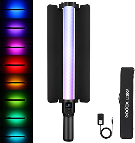 GODOX LC500R Video Lichtleiste,Video Leuchtstab 2500K-8500K Dimmbar mit 2600mAh AkkuMagnetisch anziehbar Handheld Fotografie Licht