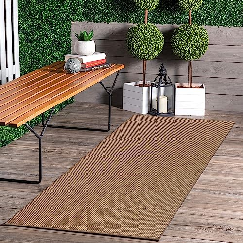 Jimri In- & Outdoor Teppich - Wetterfester Teppich für Balkon, Terrasse, Garten, Wohnzimmer, Küche - Strapazierfähiger Bodenteppich, Widersteht UV-Strahlen & Wasser - Größe 60 x 110 cm, Braun-Taupe