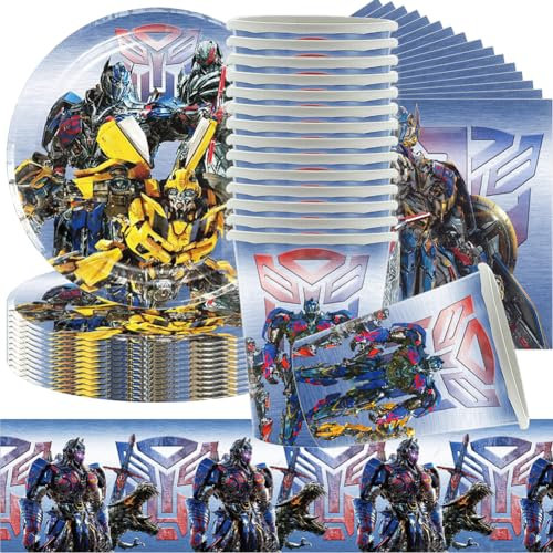 Robot Cumpleaños Vajilla, Suministros de Fiesta 61PCS para 20 Personas - Platos, Servilletas, Vasos