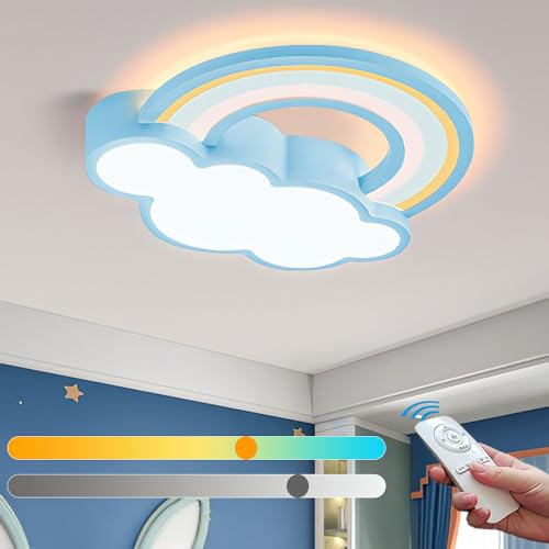 LED Deckenleuchte mit Fernbedienung Kinderzimmer Dimmbar Wolken Regenbogen Deckenlampe Junge Mädchen Nachtlicht Decke Wolke Lampe für Babyzimmer Schlafzimmer Wohnzimmer 3000K-6000K Deckenbeleuchtung
