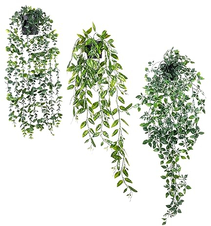 LIFKOME 3stücke Künstliche Hängepflanzen Mit Töpfen Langlebige Und Pflegeleichte Dekoration Natürliches Grün Für Innen Und Außendekoration