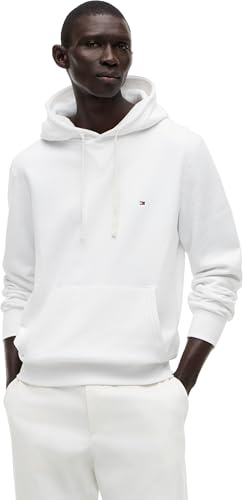 Tommy Hilfiger Herren Hoodie Essential Fleece Regular Fit, Weiß (White), L