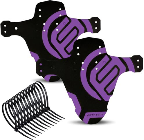FIFTY-FIFTY 2-Pack Mountain Bike Fender, MTB Mudguard, Front and Rear Compatible Bicycle Mudguard, Fits 26, 27.5, 29, Plus Size and Fat Bike Wheel Sizes (Purple)