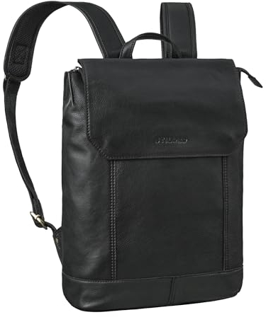 STILORD 'Sage' Sac a Dos Femme et Homme Cuir Sac à Dos Antivol Sac Bandoulière Ordinateur Portable 13,3 Pouces Vintage pour Travail College École, Couleur:noir
