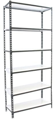 PROREGAL Scaffale per carichi pesanti GIANT METAL SHARK | AxLxP 250x80x50cm | Portata per ripiano 180kg | Antracite-Bianco | Scaffale indipendente Scaffale da cantina