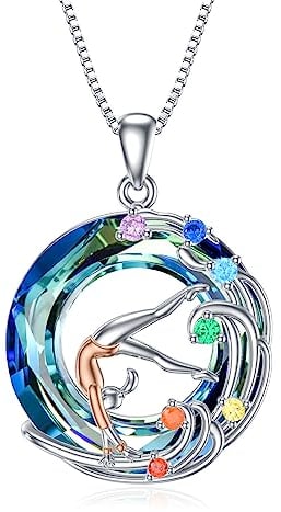 ROMANTICWORK Turnen Kette 925 Sterling Silber Gymnastik Anhänger Halskette Gymnastik Turnen Schmuck Geschenke für Mädchen Damen Tochter Turner Team