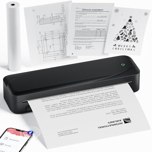Phomemo M833 Impresora Termica Portatil A4, 300DPI Impresora Portatil Inalambrica Bluetooth para Coche, Oficina, Hogar, Compatible con Smartphones y Portátiles, Negro