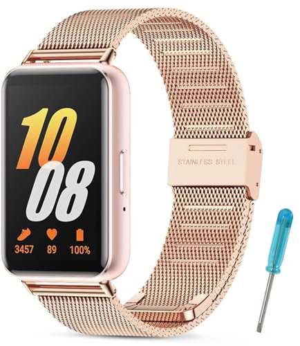 BDIG Metallo Cinturino Compatibile per Samsung Galaxy Fit 3,Cinturino in Acciaio Inossidabile per Samsung Galaxy Fit 3 Oro rosa