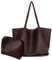 Handtaschen Damen 2 teiliges Set Damen PU Leder Shopper Tote Bag Tasche mit Pouch Bag Schultertasche mit Große Kapazität für Mädchen 2 Stück koffee