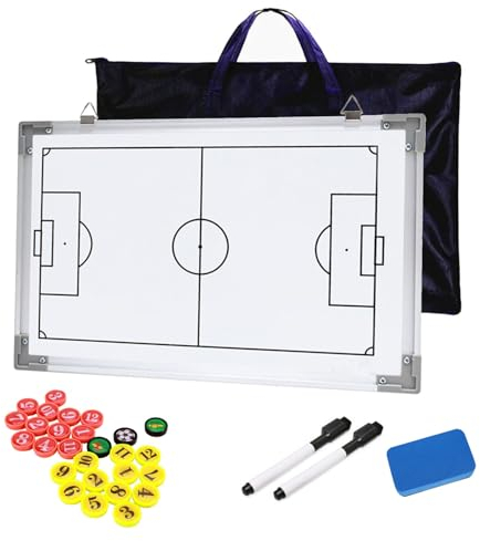 Hinourisha Coaches Fußball Taktiktafel, Trainingsausrüstung Trainingszubehör, Beidseitiger Druck, 43X30,5CM, mit Magnete, Stifte und Radiergummi - Ideal für Fussball Taktiken und Spielanpassungen