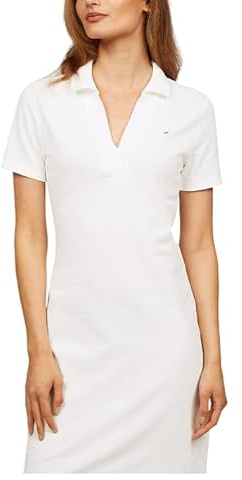 Tommy Hilfiger Donna Abito a Polo Slim Fit V-Neck Corto, Blu (Dark Night Navy), M